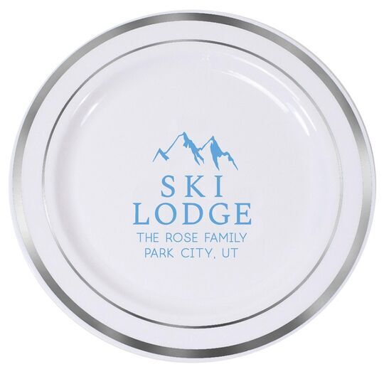 Mountain Ski Lodge Premium Banded Plastic Plates